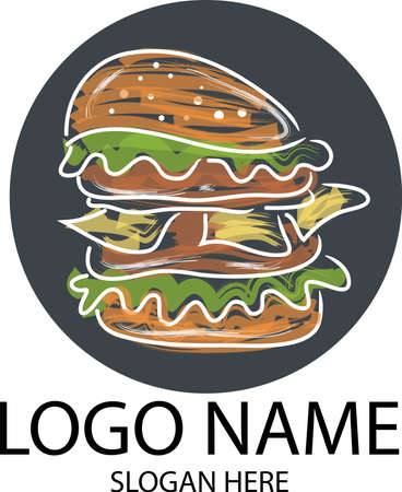 hamburger vector illustration for icon, symbol or logo. burger product labelのイラスト素材
