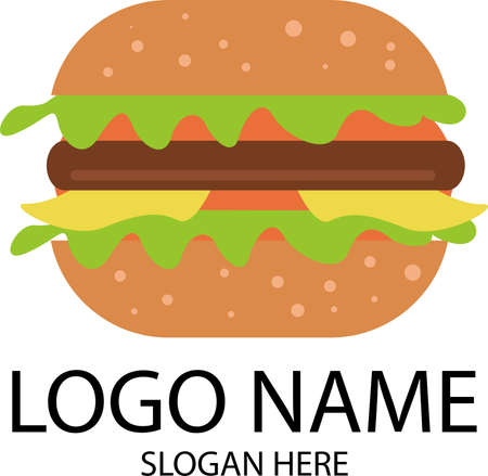 burger vector. burger icon with cutlet, lettuce, tomato, cheeseのイラスト素材