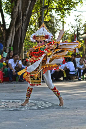 Baris Dance is a family of traditional war dances in Bali, Indonesia, accompanied by gamelan. Weekly event for Kid of kindergarten and basic school. Taken on 6th of Oct 2019のeditorial素材