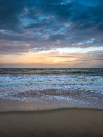 Beautiful seascape at sunset. Dramatic sky over the sea.の写真素材