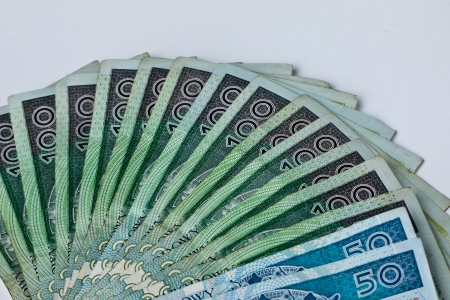 Polish money, coins, banknotes, close-up 
