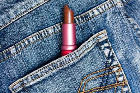 lipstick in jeans pocketの写真素材