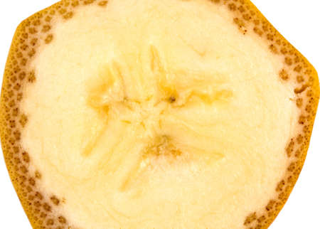 slice of banana isolated on white backgroundの写真素材