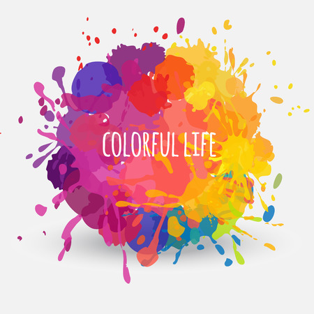 vector abstract round banner with colorful paint stainsのイラスト素材