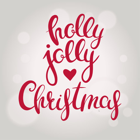 Vector greeting card for Christmas with hand drawn lettering and wishes of holly jolly Christmas.のイラスト素材