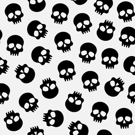 Vector seamless Halloween pattern with skulls.  Black and white halloween pattern.のイラスト素材