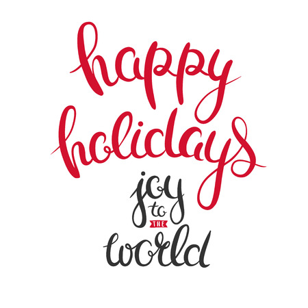 Vector Christmas lettering isolated on white. Vector illustration with hand drawn lettering.のイラスト素材