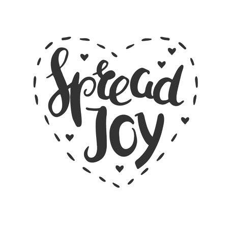 Spread joy Christmas lettering in a heart shaped frame. Christmas wishes isolated on white.のイラスト素材