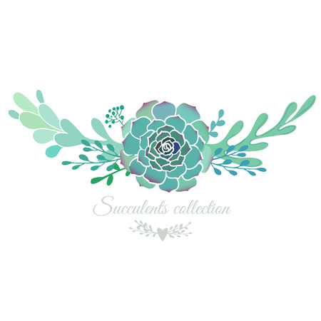 Vector floral border with succulents isolated on white, wedding template.のイラスト素材