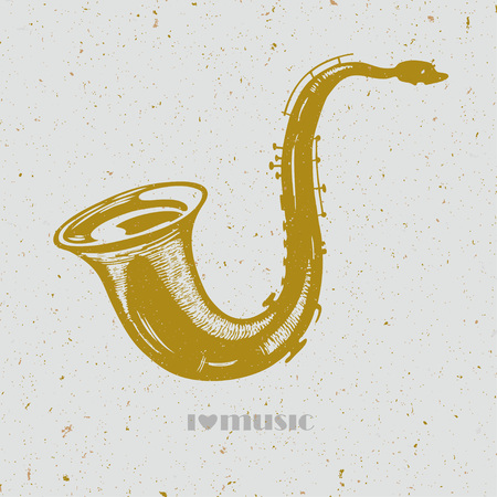 vector illustration with golden saxophone on pale backgroundのイラスト素材