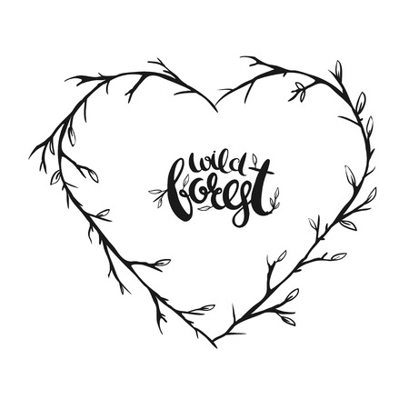 rustic floral fores frameのイラスト素材