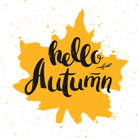 Hello autumn greeting card vector illustration.のイラスト素材