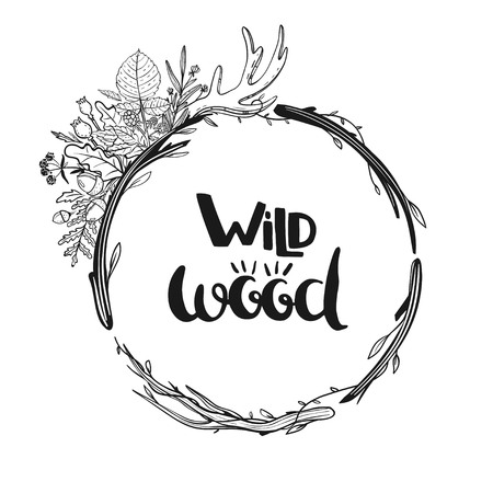 Floral wreath with lettering.のイラスト素材