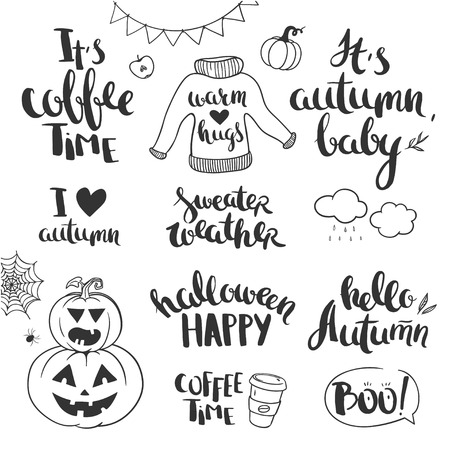 Autumn and halloween setのイラスト素材