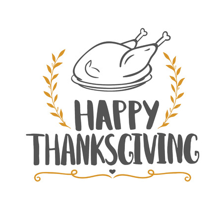 Thanksgiving Day greeting card with turkeyのイラスト素材