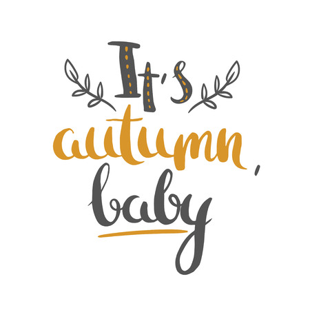 Autumn lettering with floral elementsのイラスト素材