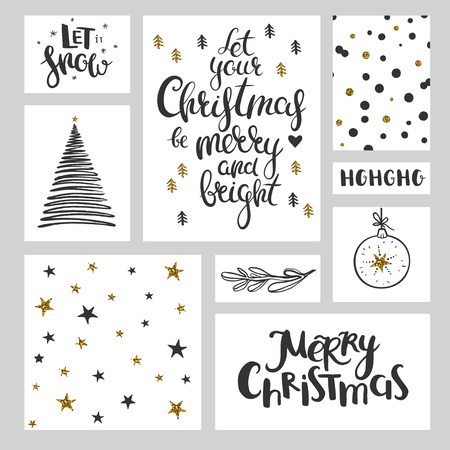 Black and gold christmas bannersのイラスト素材