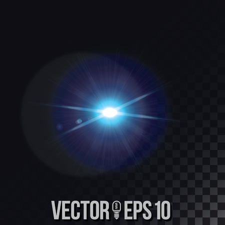 Vector beautiful blue effect lens flare on a transparent background.のイラスト素材