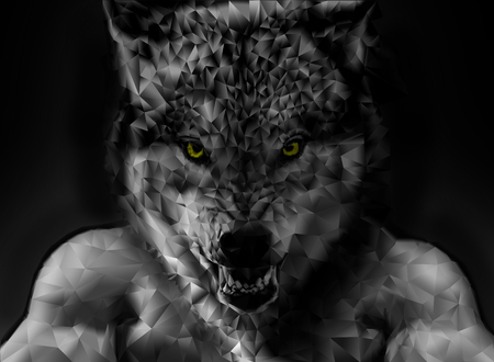 Wolf polygon geometricの写真素材