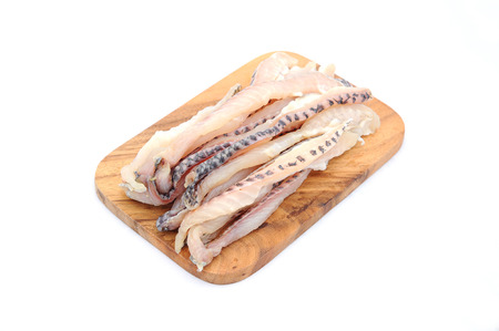 dried fish on white background