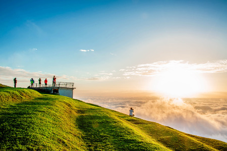 mountains view under mist in the morning, "Phu Tub Berg" in loei province, Thailand.の写真素材