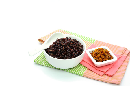 riceberry or oganicrice on white backgroundの写真素材
