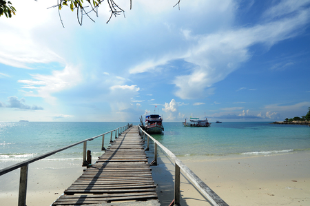 View the bridge into sea at Samed island or Koh Samed, Rayong Province, Thailandの写真素材