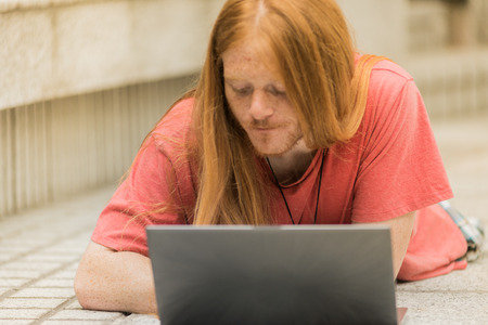 Blurry image of a Worker man on the Street in Hong Kongの写真素材