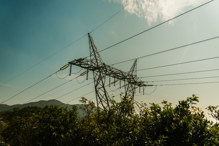 Electrical Pylon closeup in Hong Kong Islandの写真素材