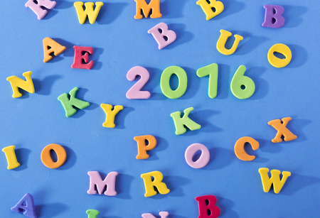 2016 Foam Letters on a blue Backgroundの写真素材