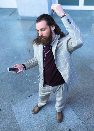 Man dancing in the Train Station in Madridの写真素材