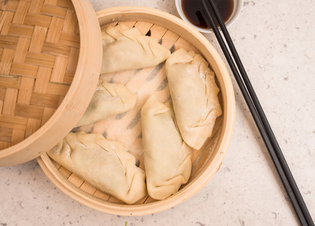 Preparing Homemade Chinese Dumpling: a type of Dim Sumの写真素材