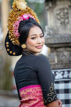 Balinese woman in traditional costume Indonesiaの写真素材