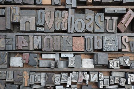 Printing block letters and numbersの写真素材