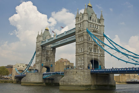 Tower Bridge with cloudy sky background  London, UKの写真素材