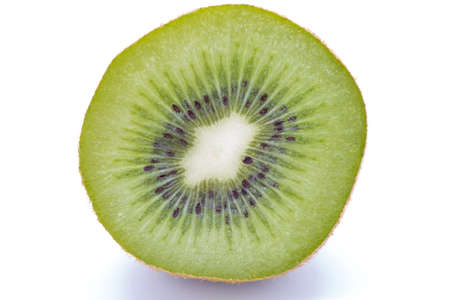 Sliced kiwifruit on white isolated backgroundの写真素材