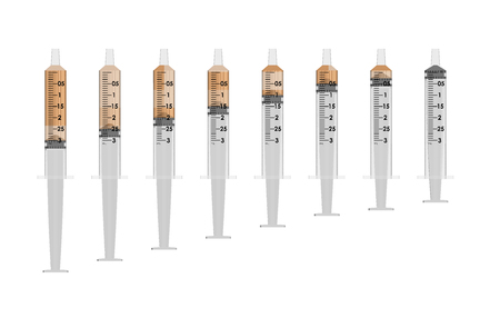 Syringe 3D graphic process on white background HDの写真素材