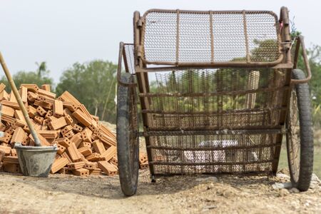 Clay brick in construction site in Thailandの写真素材