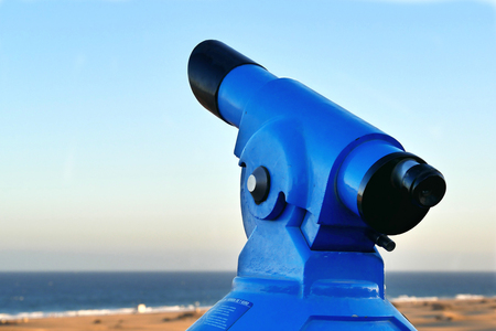 Binoculars - Telescope - on the beach - laterally from the leftの写真素材