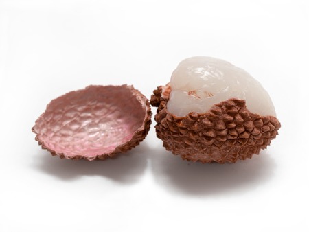 Lychee fruit, bowl openの写真素材