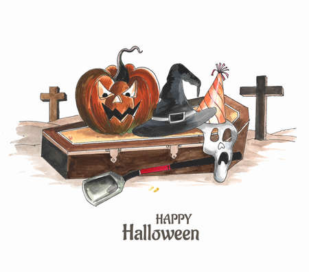 Halloween background spooky pumpkin card designのイラスト素材