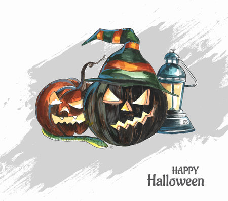 Halloween background spooky pumpkin card designのイラスト素材