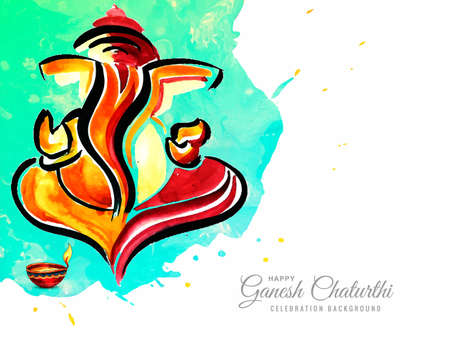 Beautiful lord ganesha watercolor for ganesh chaturthiのイラスト素材