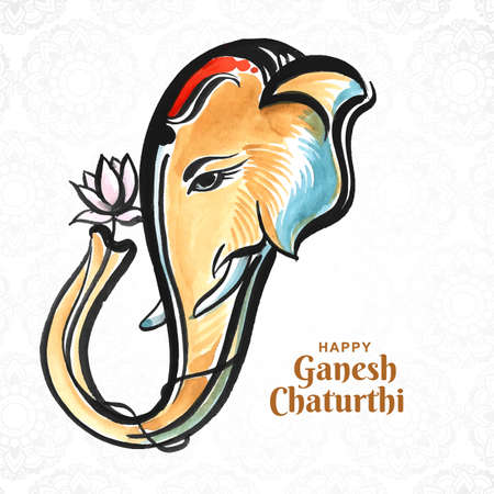 Hand drawn ganesh chaturthi beautiful card background