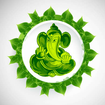 Beautiful green ganesh chaturthi card concept backgroundのイラスト素材