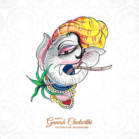 Beautiful lord ganesha watercolor for ganesh chaturthiのイラスト素材