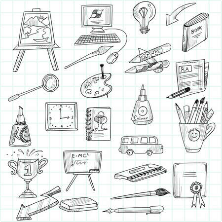 Hand draw education doodle sketch icon set designのイラスト素材
