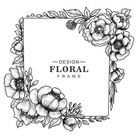 Wedding decorative floral frame card sketch backgroundのイラスト素材