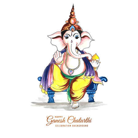 Decorative lord ganesha for ganesh chaturthi cardのイラスト素材
