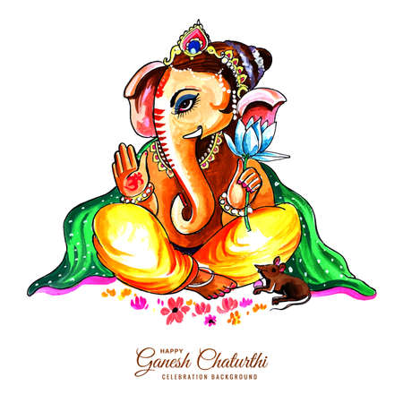 Lovely lord ganesha for ganesh chaturthi card backgroundのイラスト素材
